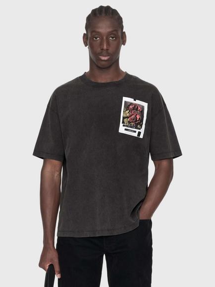 AllSaints London City Cotton Graphic Crew Neck T-Shirt, Washed Black, Washed Black