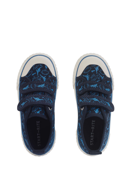 Start-Rite Kids' Tide Canvas Dino Trainers, Navy - view 2, Navy
