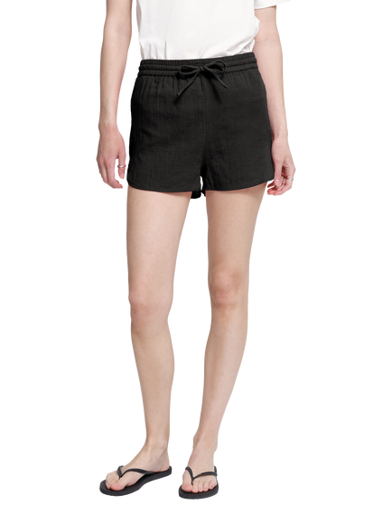 ICHI Iafoxa Drawstring Shorts, Black, Black