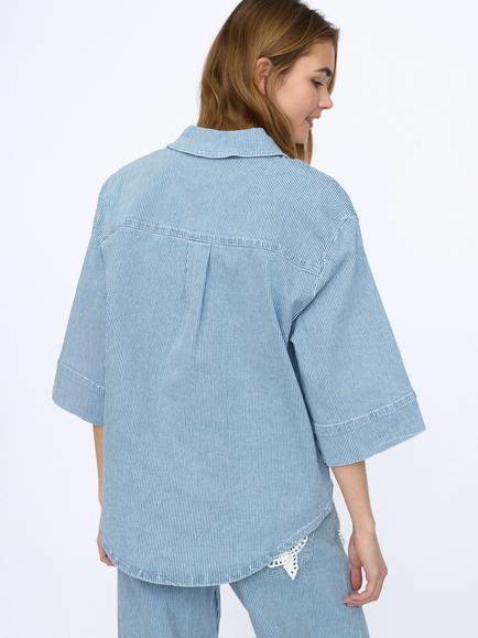 Sisters Point Olea Striped Chore Shacket, Denim Stripe - view 2, Denim Stripe