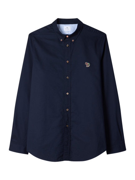 PS Paul Smith Tailored Zebra Cotton Shirt, Inky Blue, Inky Blue