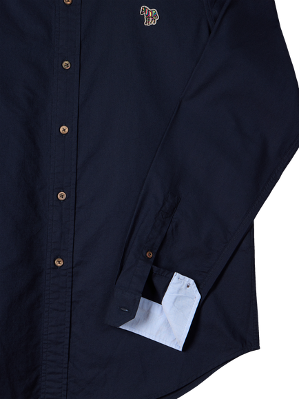 PS Paul Smith Tailored Zebra Cotton Shirt, Inky Blue - view 2, Inky Blue