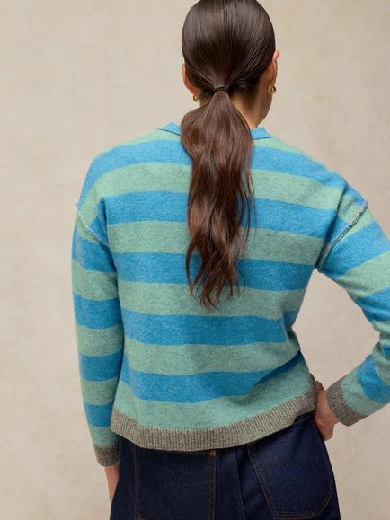 White Stuff Sansa Striped Cardigan, Blue/Multi - view 2, Blue/Multi