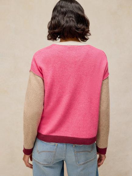 White Stuff Sansa Colourblock Cardigan, Pink/Multi - view 2, Pink/Multi