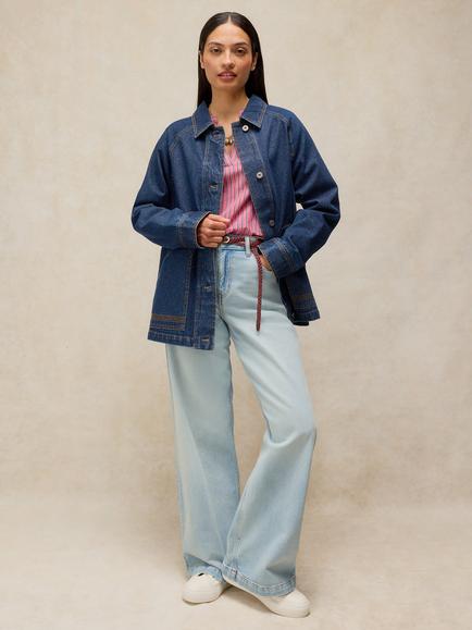White Stuff Benny Denim Barn Jacket, Mid Blue, Mid Blue