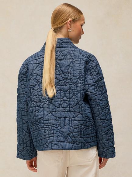 White Stuff Elodie Reversible Jacket, Blue Mlt - view 2, Blue Mlt