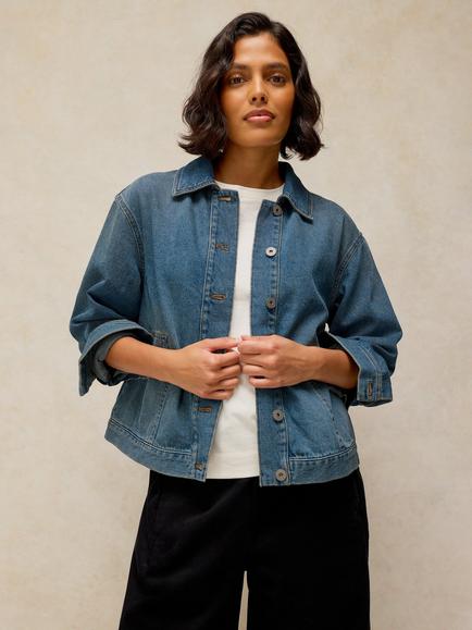White Stuff Eva Regular Fit Denim Jacket, Mid Blue, Mid Blue