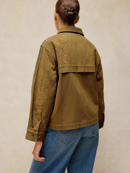 White Stuff Jade Embroidered Jacket, Khaki - view 2, Khaki