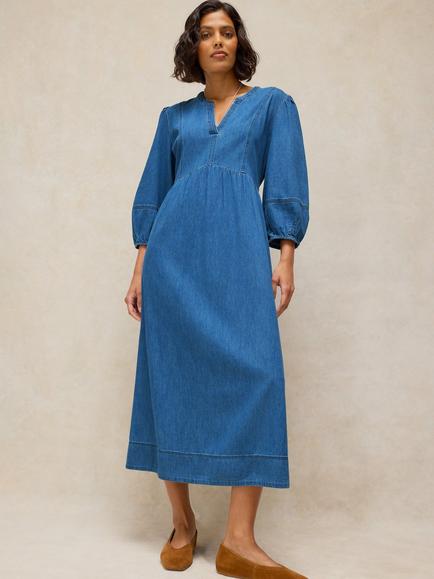 White Stuff Krystin Denim Midi Dress, Mid Blue, Mid Blue