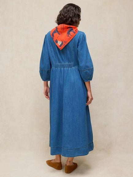 White Stuff Krystin Denim Midi Dress, Mid Blue - view 2, Mid Blue
