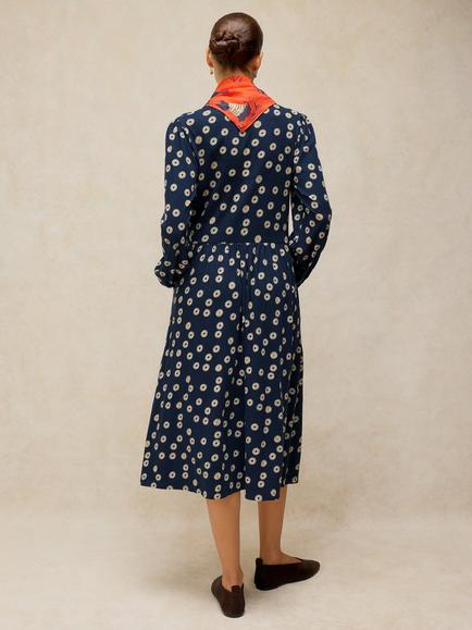White Stuff Leah Abstract V-Neck Midi Dress, Navy/Multi - view 2, Navy/Multi