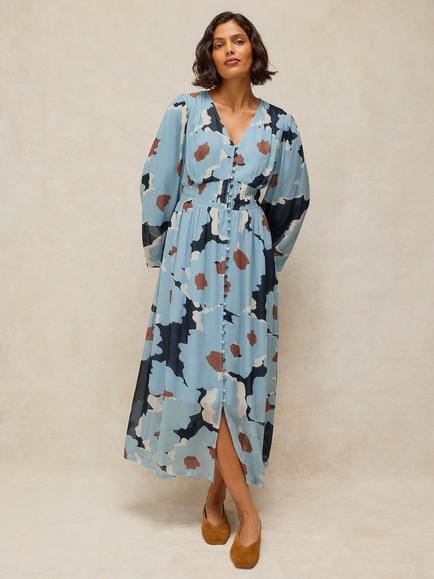 White Stuff Leela Floral Midi Dress, Blue/Multi, Blue/Multi