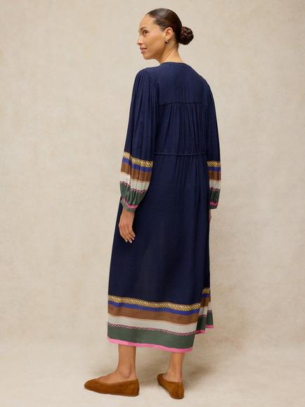 White Stuff Lana Midi Dress containing LENZING™ ECOVERO™ Viscose, Navy - view 2, Navy