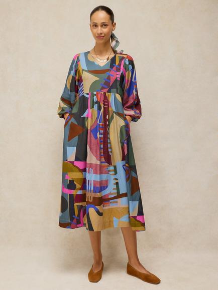 White Stuff Matilda Patchwork Dress containing LENZING™ ECOVERO™ Viscose, Pink/Multi, Pink/Multi