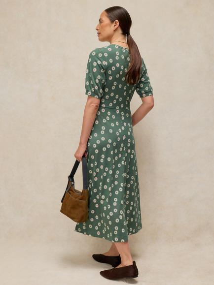 White Stuff Megan Jersey Dress containing TENCEL™ Modal, Green - view 2, Green