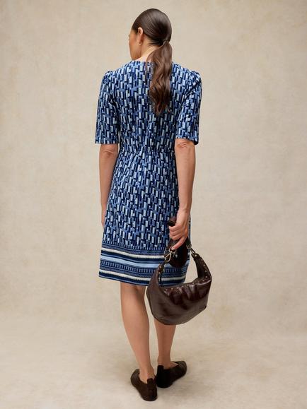 White Stuff Olivia Geometric Jersey Dress, Blue/Multi - view 2, Blue/Multi