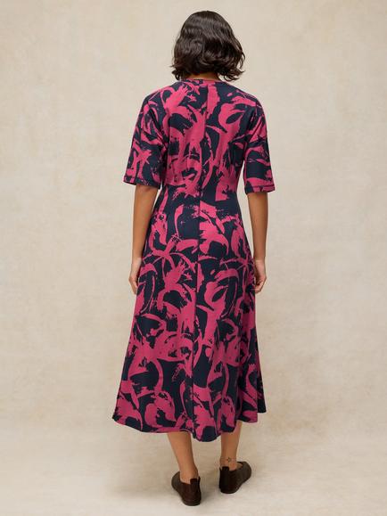 White Stuff Pelly Abstract Print Midi Dress, Navy/Multi - view 2, Navy/Multi