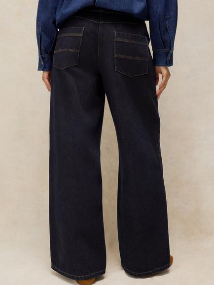 White Stuff Carmella Wide Leg Jeans, Dark Blue - view 2, Dark Blue