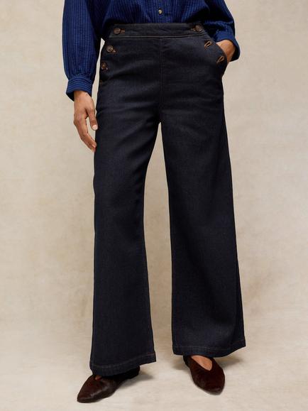 White Stuff Reese Button Detail Jeans, Dark Blue, Dark Blue