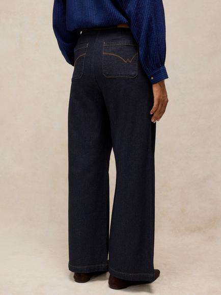White Stuff Reese Button Detail Jeans, Dark Blue - view 2, Dark Blue