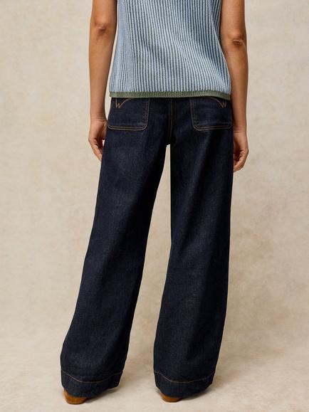 White Stuff Tia Wide Leg Jeans, Dark Blue - view 2, Dark Blue