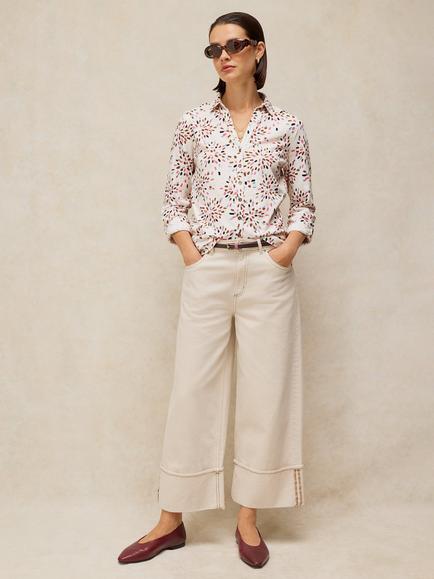White Stuff Annie Pure Cotton Abstract Print Shirt, White, White