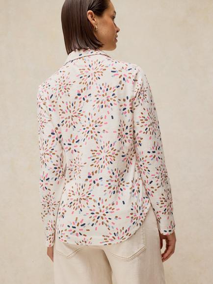 White Stuff Annie Pure Cotton Abstract Print Shirt, White - view 2, White