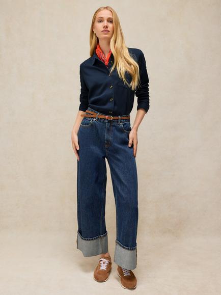 White Stuff Imogen Pure Cotton Relaxed Fit Shirt, Dark Navy, Dark Navy