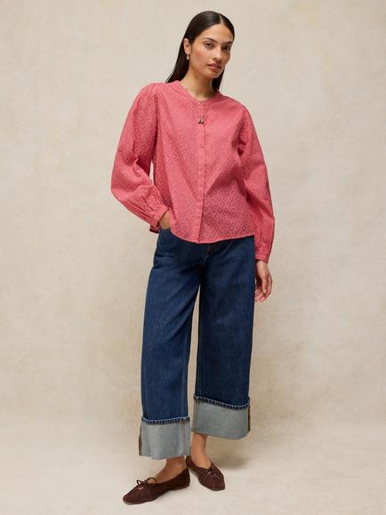 White Stuff Lana Textured Blouse, Mid Pink, Mid Pink