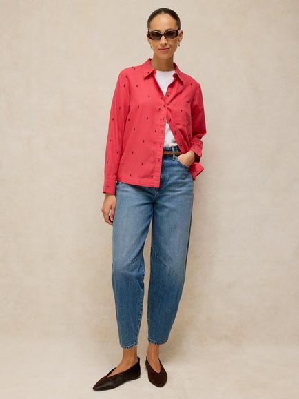 White Stuff Libby Geometric Shirt, Bright Pink, Bright Pink