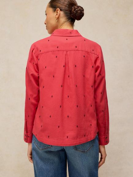White Stuff Libby Geometric Shirt, Bright Pink - view 2, Bright Pink
