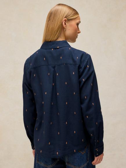 White Stuff Libby Geometric Shirt, Dark Navy - view 2, Dark Navy