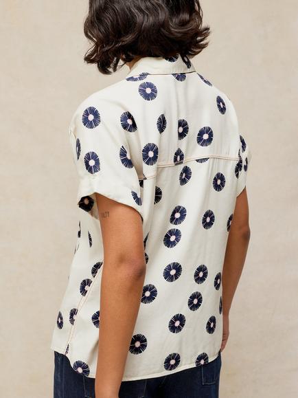 White Stuff Orla Floral Short Sleeve Shirt containing TENCEL™ Lyocell, Ivory/Multi - view 2, Ivory/Multi