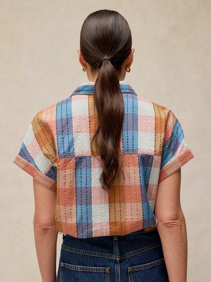 White Stuff Orla Check Print Short Sleeve Shirt, Pink/Multi - view 2, Pink/Multi