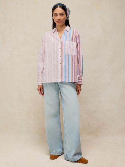 White Stuff Saffie Double Striped Shirt, Pink/Multi, Pink/Multi