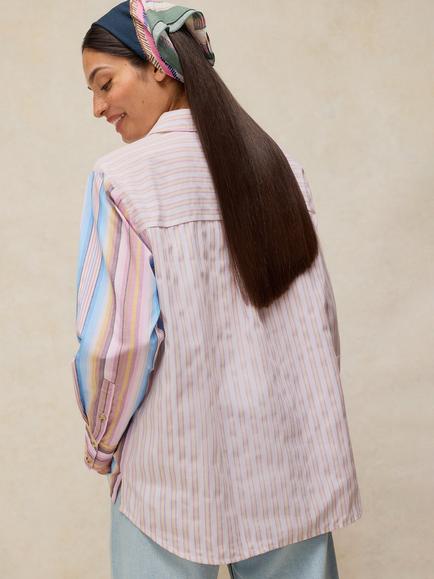 White Stuff Saffie Double Striped Shirt, Pink/Multi - view 2, Pink/Multi