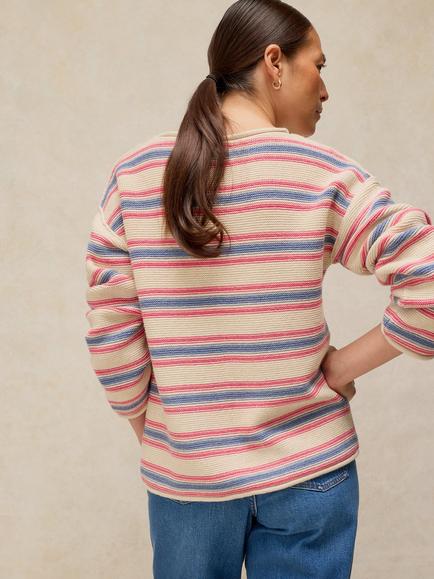 White Stuff Gigi Pure Cotton Stripe Jumper, Ivory/Multi - view 2, Ivory/Multi