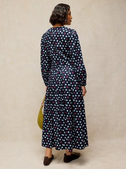 White Stuff Sierra Pleated Dress, Navy/Multi - view 2, Navy/Multi
