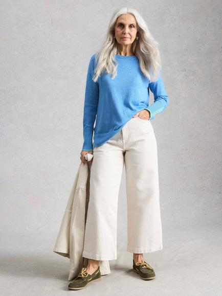 White Stuff Olive Crew Neck Jumper, Mid Blue, Mid Blue