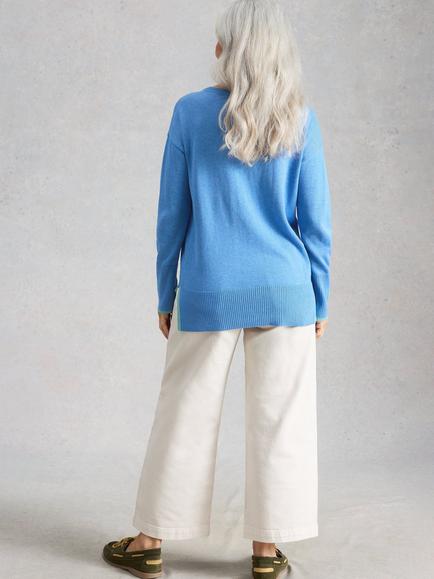 White Stuff Olive Crew Neck Jumper, Mid Blue - view 2, Mid Blue
