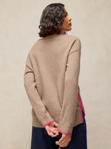 White Stuff Sansa V-Neck Jumper, Light Natural - view 2, Light Natural