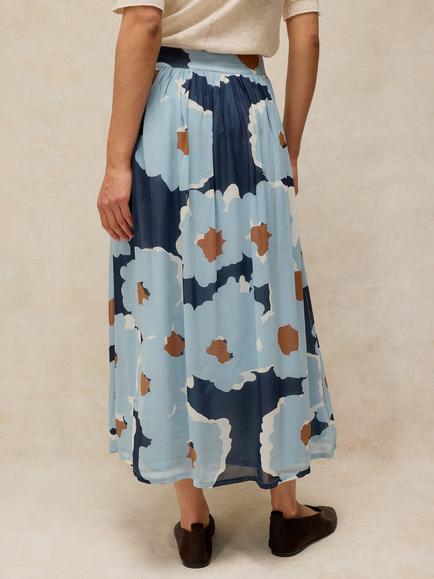 White Stuff Leela Abstract Floral Midi Skirt, Blue/Multi - view 2, Blue/Multi