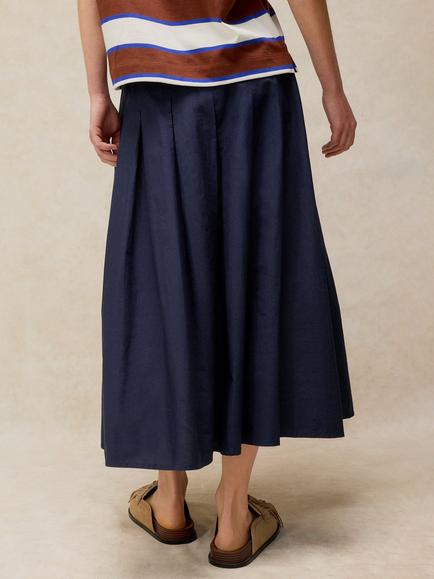 White Stuff Marlowe Flared Midi Skirt, Dark Navy - view 2, Dark Navy