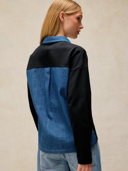 White Stuff Denim Collar Jumper, Dark Navy - view 2, Dark Navy