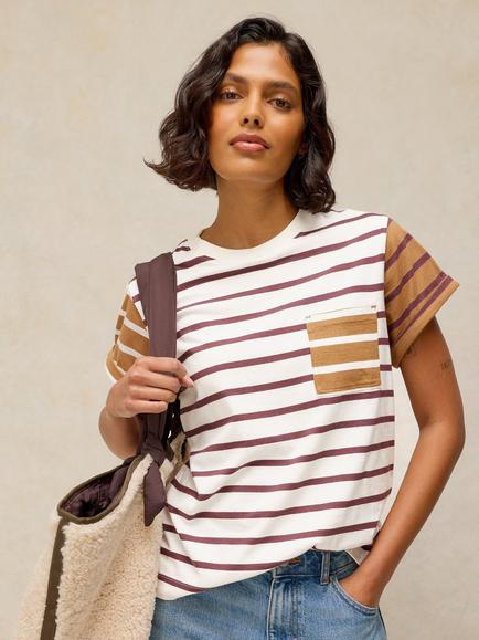 White Stuff Gina Striped T-Shirt, Ivory/Multi, Ivory/Multi