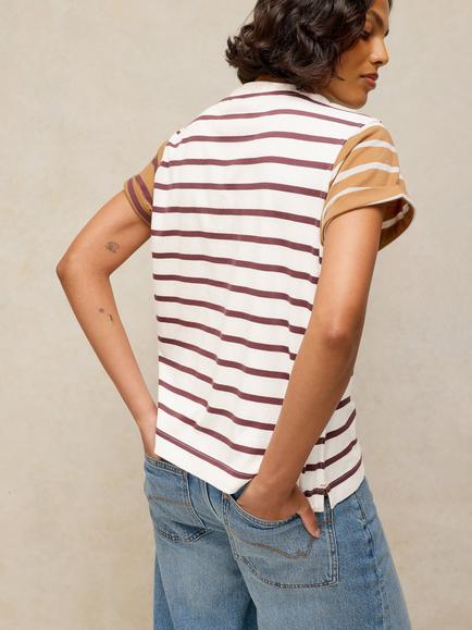White Stuff Gina Striped T-Shirt, Ivory/Multi - view 2, Ivory/Multi