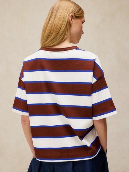 White Stuff Kat Striped Cotton T-Shirt, Brown/Multi - view 2, Brown/Multi