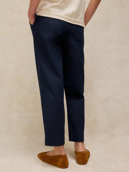 White Stuff Illy Cropped Straight Leg Trousers - view 2, Dark Navy