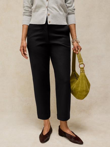 White Stuff Illy Cropped Straight Leg Trousers, Pure Black