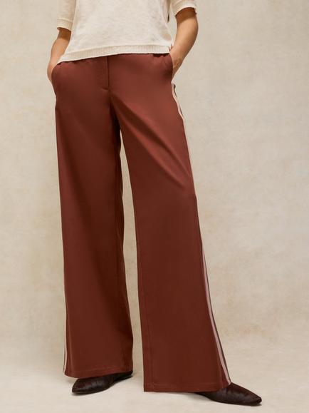 White Stuff Kenna Side Stripe Trousers containing TENCEL™ Lyocell, Dark Brown